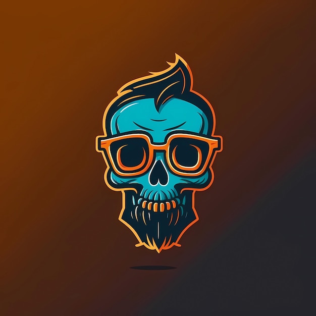 Funny logo skull in glasses