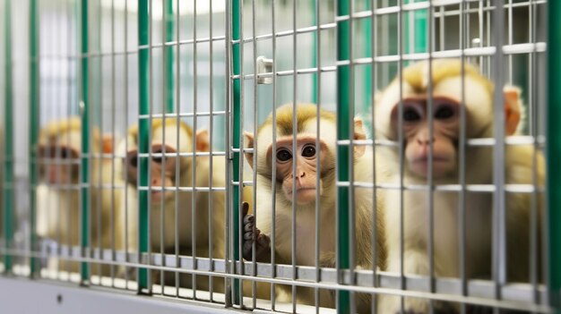 Funny looking animals staring through cage rods