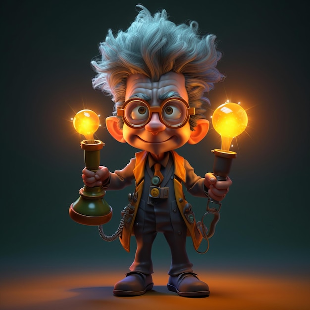Funny Mad Scientist Cartoon Character