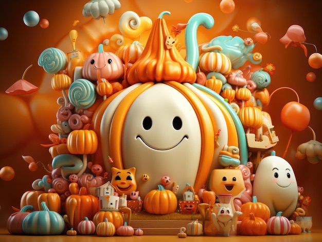 Funny minimal halloween illustration an ambient occlusion 3d render