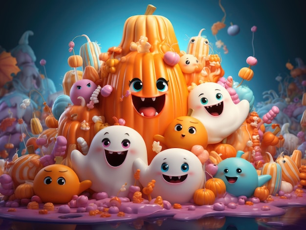 Funny minimal halloween illustration an ambient occlusion 3D render