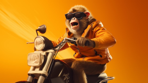 Funny monkey Riding an electric bike