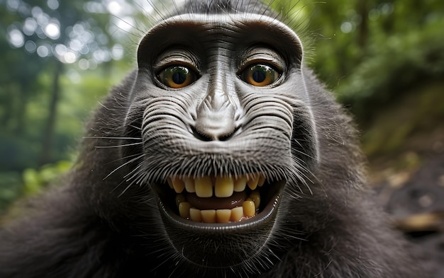 Funny monkey selfie photography close up