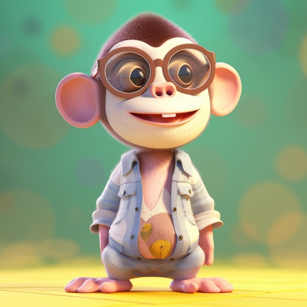 Photo funny monkey wearing sunglasses on a colorful background generative ai