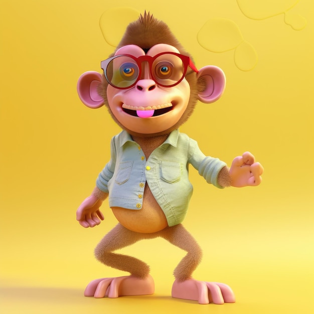 Funny monkey wearing sunglasses on a colorful background generative ai