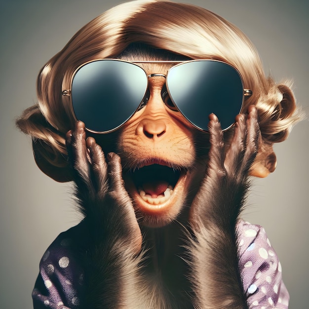 funny monkey wearing sunglasses