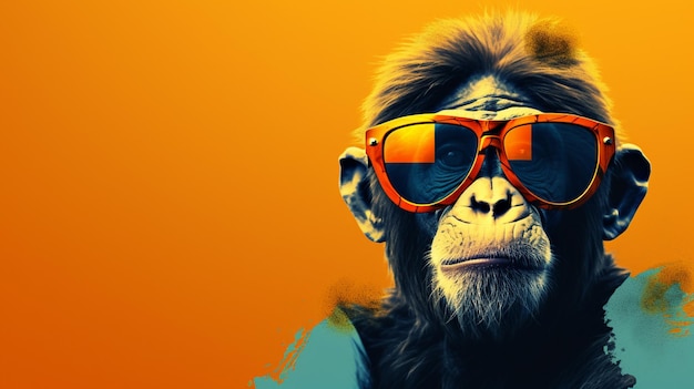 Funny monkey with sunglasses