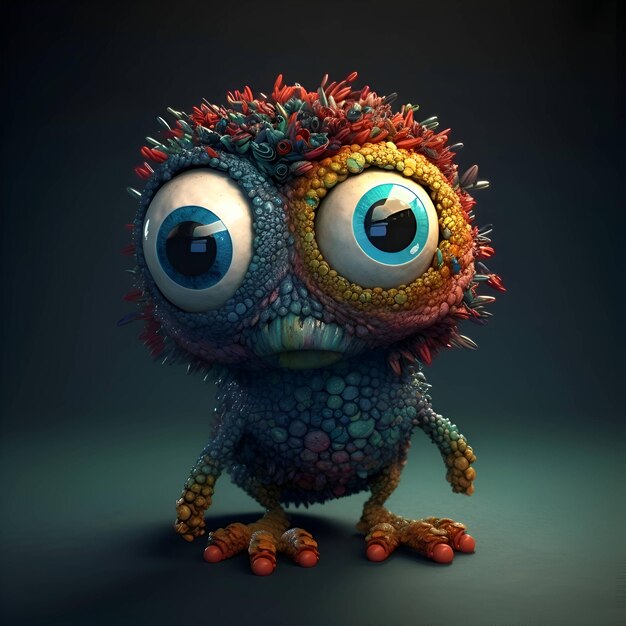 Funny Strange Fantasy Monster Smiling with Big Eyes - Digital 3D  Illustration Stock Illustration - Illustration of animation, nature:  265952078