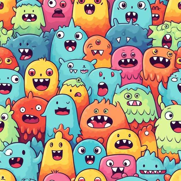 funny monsters colorful vector