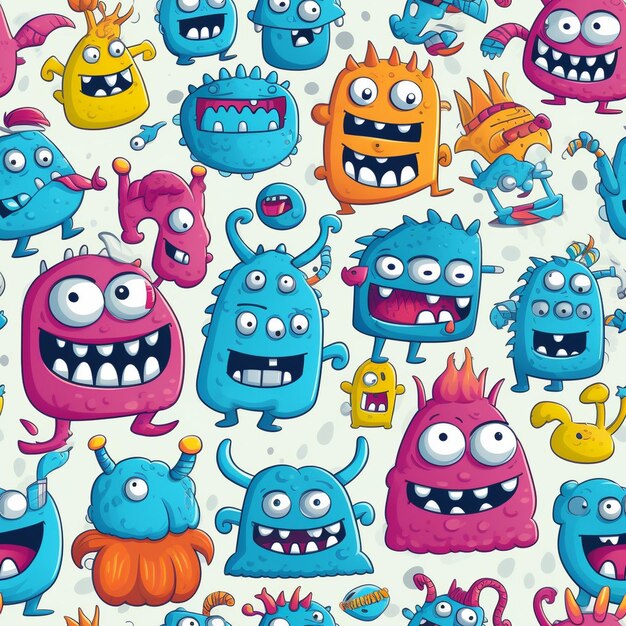 Photo funny monsters pattern for little boy