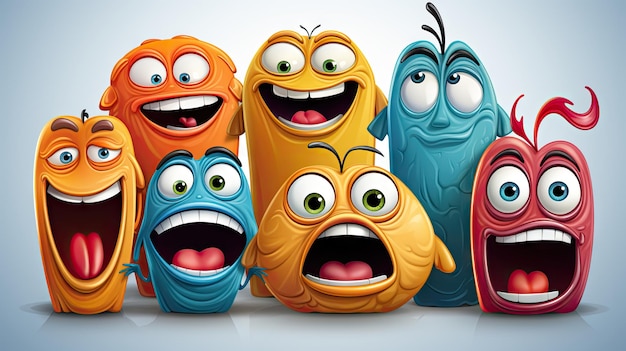 Photo funny monsters with different expressions vector illustration for your design