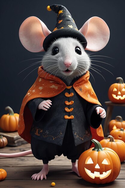 Funny mouse with Hlalloween costume Seasonal party Generative AI