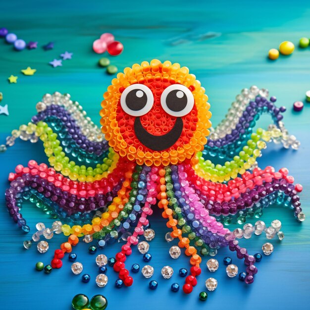 Photo funny octopus made of beads and pipe cleaners