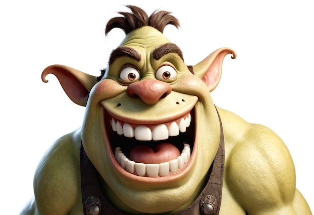 Photo funny ogre with a big smile generative ai