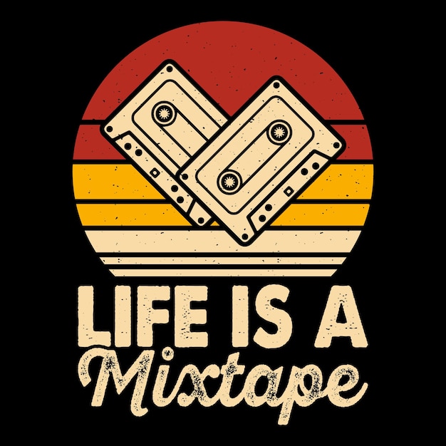 Funny Old School Retro Vintage Cassette Music Mixtape Tshirt Design