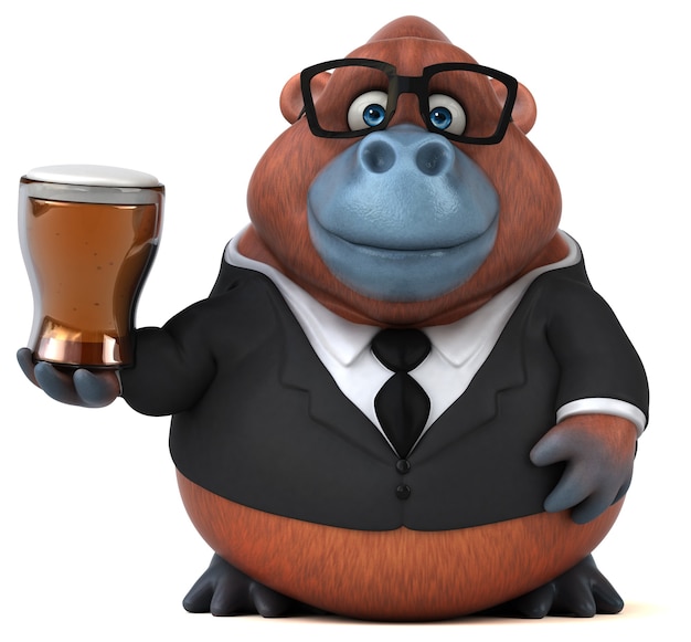 面白いオランウータン3Dイラスト