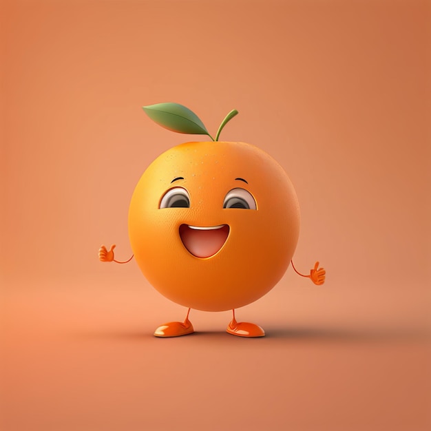 Funny orange character isolated on empty background