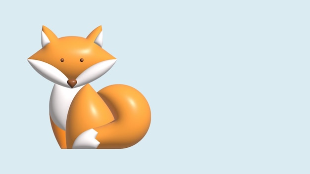 Забавная оранжевая лиса Эмоция маленького животного Дизайн персонажей мультфильмов 3D иллюстрация