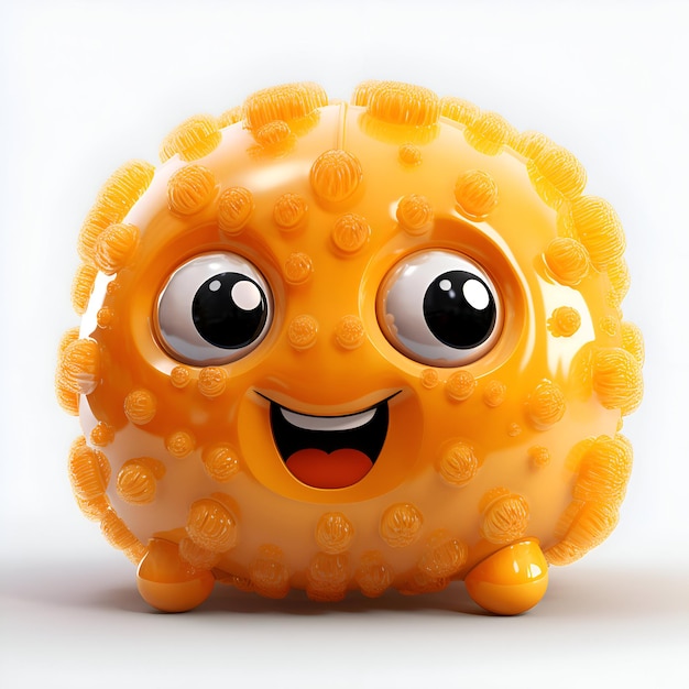 Funny orange slime toy on white background 3D illustration