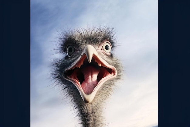 Funny ostrich smiling portrait
