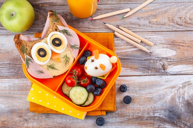 Funny owl sandwich for kids