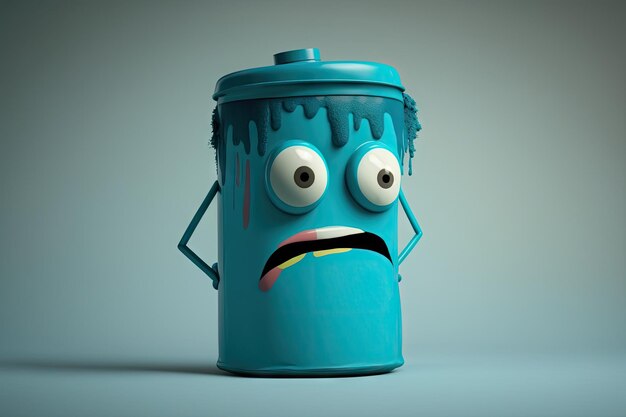 Funny painted paint can character in form of man