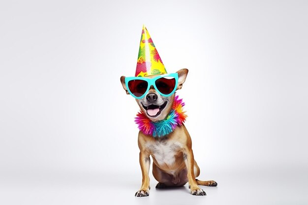 Funny Party Dog in Colorful Sum