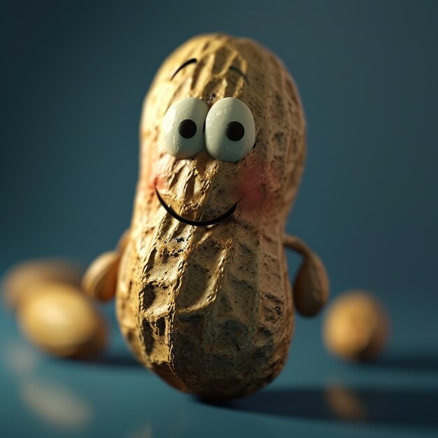 funny peanut character on a blue background