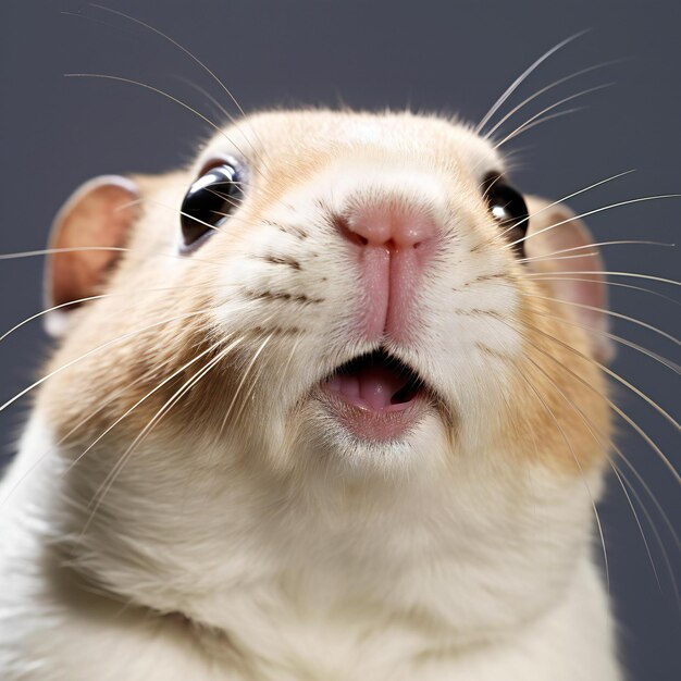 Photo funny pet hamster isolated on gray background close up