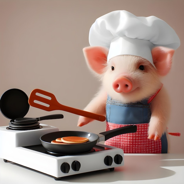 Funny pig in chef uniform