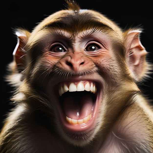 Foto un ritratto divertente di un macaco barbaro sorridente