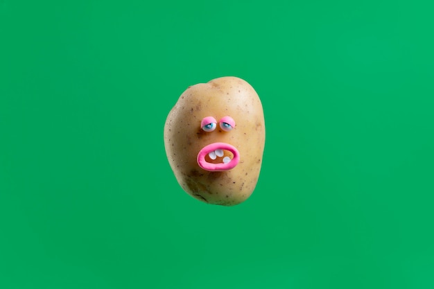 Photo funny potato with face sticker