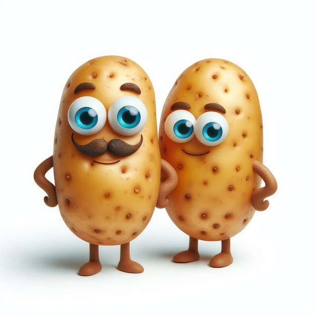 Photo funny potatoes isolated on a white background