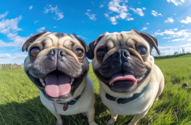 写真 面白いパグ犬