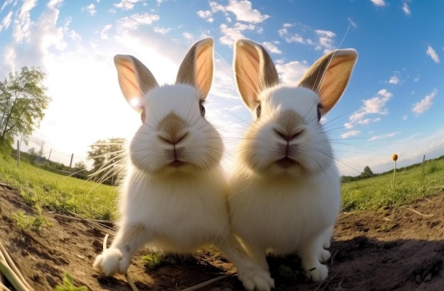 Funny rabbits portrait