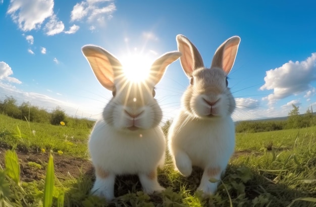 Фото Забавный портрет кроликов