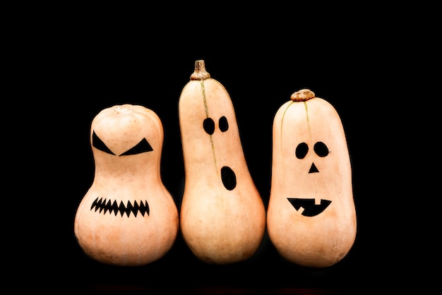 Funny scary face Halloween pumpkins