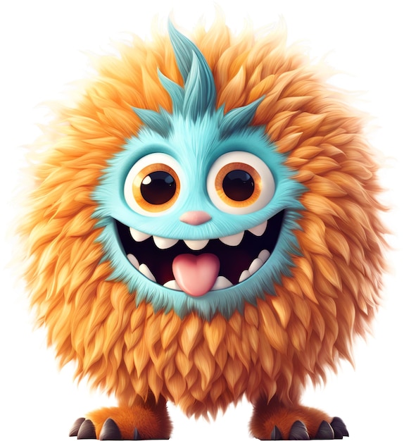 Premium AI Image | Funny shaggy furry cheerful monster with big eyes ...