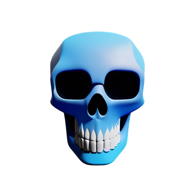 Funny Skull cartoon for halloween Flying Scary skull plastic cartoon low poly 3d icon on white background