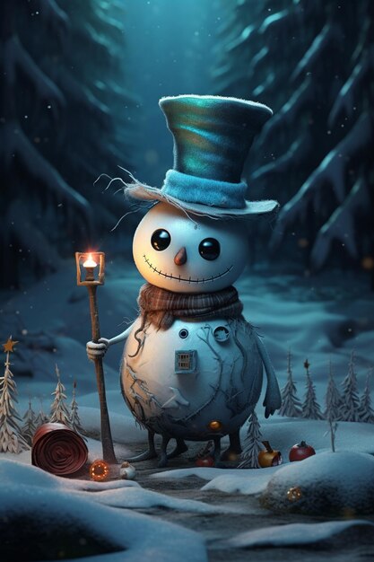 Фото Забавный снеговик-череп милый, но жуткий