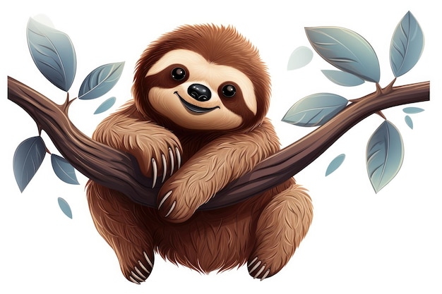 Забавный ленивец в природе Иллюстрация мультфильма о животных