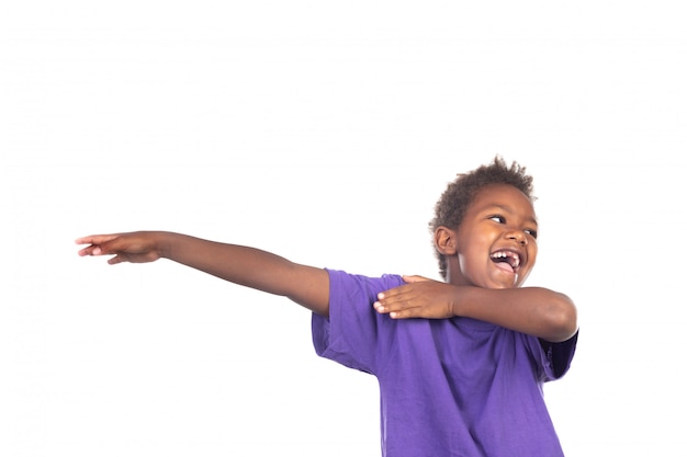 Funny small child extending his arms