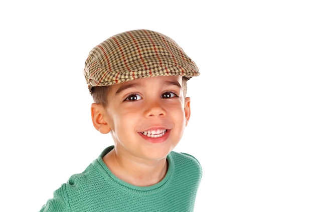 Funny small child with dark eyes and spanish cap