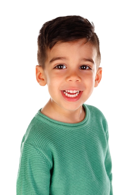 Funny small child with dark hair and black eyes