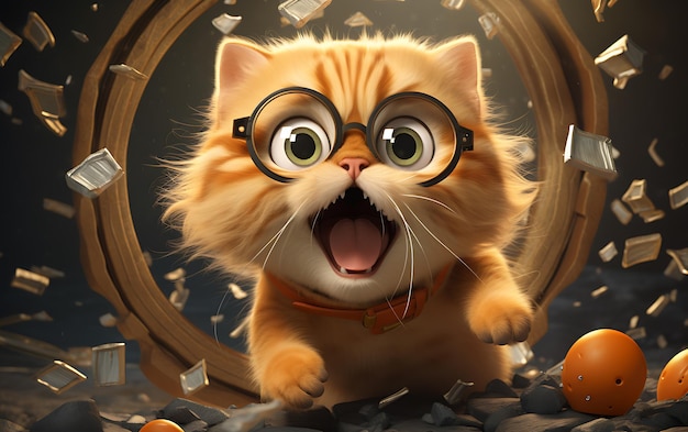 Funny small kitten 3D