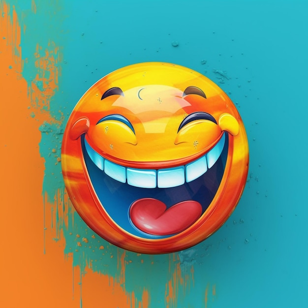 Funny smiley emoticon on abstract background 3d illustration