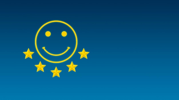 Funny smiley and five stars