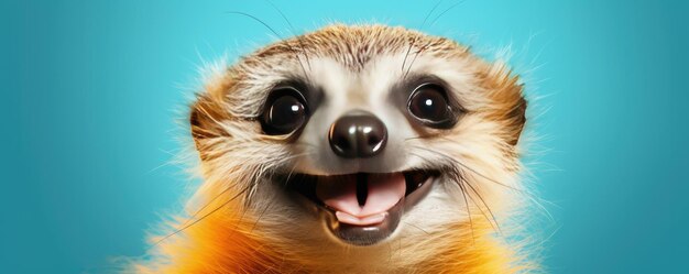 Funny smiling animal on pastel backround Copy space banner Generative ai