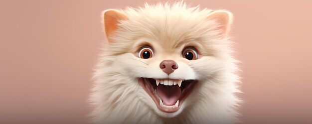 Funny smiling animal on pastel backround Copy space banner Generative ai