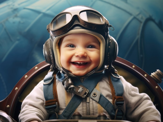 funny smiling baby as Pilot